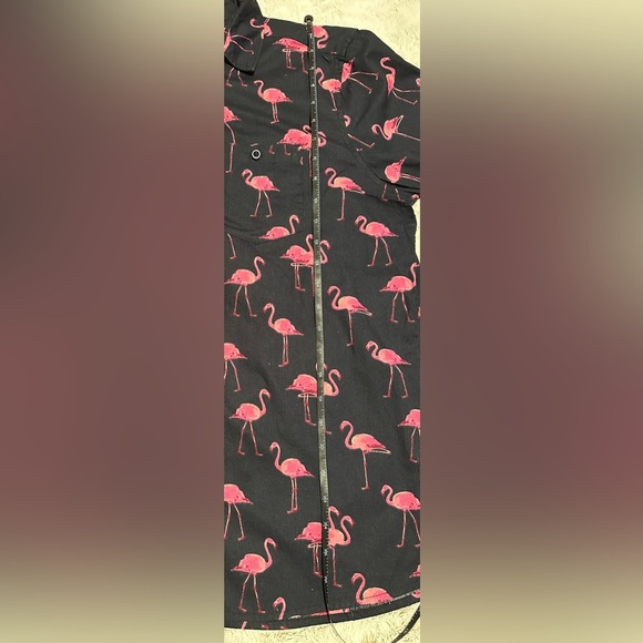 Soul Star England Flamingo Print Button Down Casual Short Sleeve Shirt - Picture 4 of 9